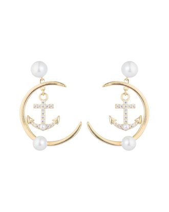 Eyecandy LA Eye Candy La Luxe Collection Anchor Away Cubic Zirconia Loop Earrings
