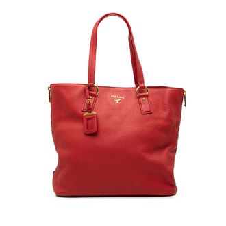 Prada Tweedehands Vitello Daino Zijrits Tote
