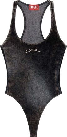 Diesel Grey Logo Scoop Neck Top