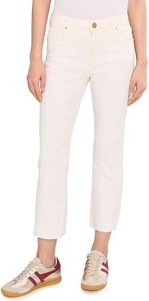 Kut from the Kloth Petite Kelsey High-Rise Ankle Flare with Raw Hem Womens Jeans Ecru : 10P 25.5, Cotton/Spandex