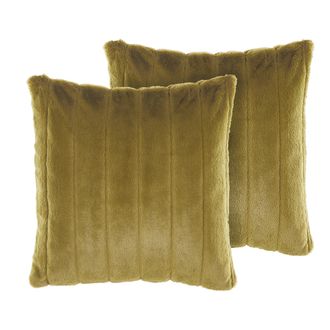 Beliani Conjunto De 2 Cojines De Poli&eacute;ster Verde 45 X 45 Cm Cremallera Relieve Sala De Estar Dormitorio Pumila