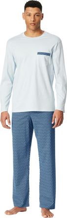Schiesser Lange pyjama set Schiesser blauw katoen