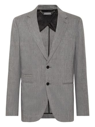 Philipp Plein linen blazer - men - Elastane/Acetate/Virgin Wool/Viscose/Linen/Flax - 50 - Grey