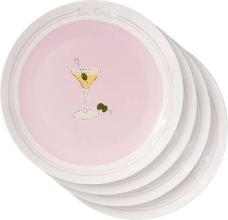 Godinger Set Of 4 Dirty Martini Ceramic Appetizer Plates