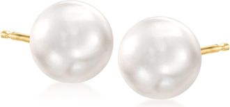 Ross-Simons 9-10mm Cultured Pearl Stud Earrings in 14kt Yellow Gold
