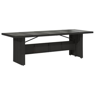 Berkfield Home Garden Table with Glass Top Black 240x90x75 cm Poly Rattan | Size: 240 x 90 x 75 cm