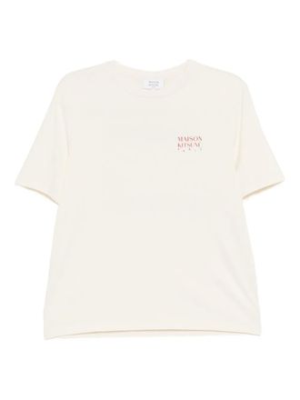Maison Kitsun&eacute; logo-print crew-neck T-shirt - Beige