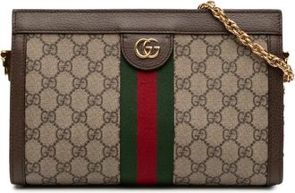 Gucci 2016-2025 Small GG Supreme Web Ophidia Chain crossbody bag - Marrone