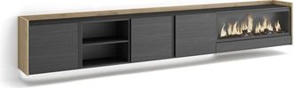 Skraut Home Skraut Home - Mueble Tv, Televisi&oacute;n, Muebles De Sal&oacute;n, Almacenaje, 315x35x50cm, Para Tv Hasta 80, Chimenea El&eacute;ctrica Xxl, Colgado, Suspendido, Led, Es
