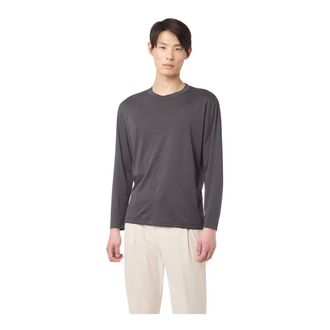 Eleventy Long Sleeve T-Shirts, male, Black, XL, T-shirt Girocollo ML Bordino