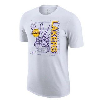 Nike NBA Los Angeles Lakers Logo Printing Quick Dry Basketball Sports Short Sleeve White CV6111-100