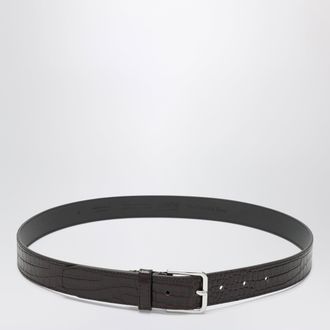 Frankie Shop Cintura Toni Croc in vernice marrone