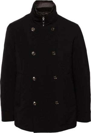 Montecore Donsjack met dubbele rij knopen en afneembare binnenkraag - Heren - Zomerjassen - Zwart - 2XL - Jassen