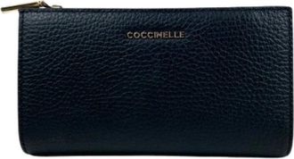 Coccinelle Metallic Soft Medium Portemonnee - Dames - Portefeuilles - Zwart - ONE Size - Leer - Accessoires