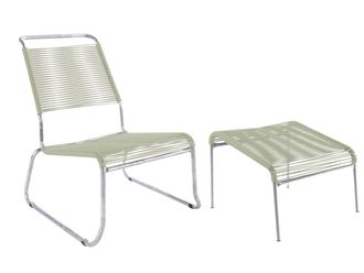 Schubiger M&ouml;bel Spaghetti-Kufen-Lounger-Hochlehner + Hocker S&auml;ntis