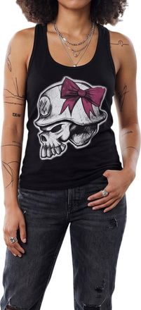 Metal Mulisha Skull & Bow Racerback Tank Top In Black