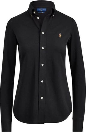 Polo Ralph Lauren Heidi Oxford Knit Shirt - Dames - Overhemden - Zwart - XL - Katoen - Overhemden