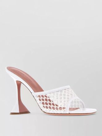 Amina Muaddi lupita net leather mesh peep toe mules
