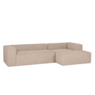 Deco Wood Sof&aacute; de 2 plazas con chaise longue derecho de pana beige