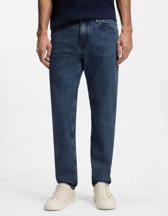 HUGO BOSS Mens BOSS Orange Maine Mens Regular-Fit Jeans - Medium Blue 424 - Navy - Size: 32/34