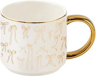 Sweet Water Decor Patterned 14 oz Gold Handle Coffee Mug in Bows at Nordstrom