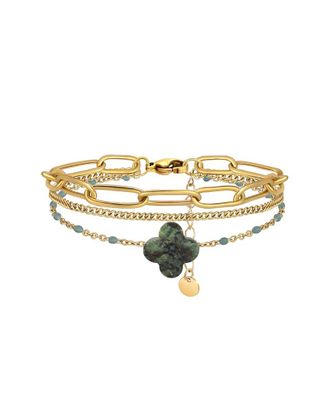 Liv Oliver 18K Plated African Jade Motif Bracelet