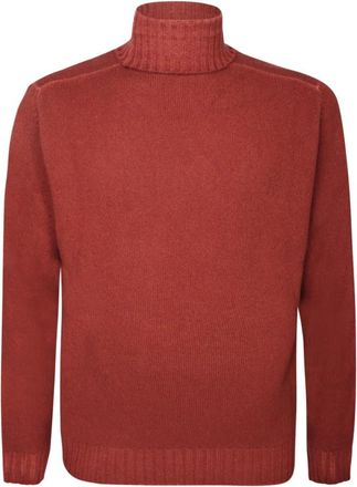 Dell'Oglio Rode Truien - Heren - Coltruien - Rood - L - Wol - Truien & Vesten