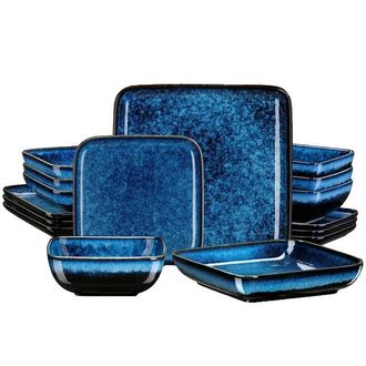 OEM Vajilla, Dise&ntilde;o Elegante, Construcci&oacute;n Duradera, Azul, 16 Piezas