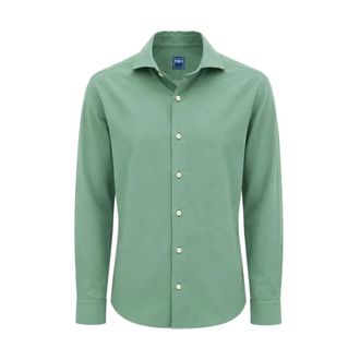 Fedeli Super-licht Panamino Katoenen Shirt - Heren - Casual Overhemden - Groen - L - Katoen - Overhemden