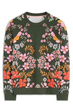Boden Rosa Cotton Graphic Sweatshirt in Forest Glade Garden at Nordstrom, Size Small