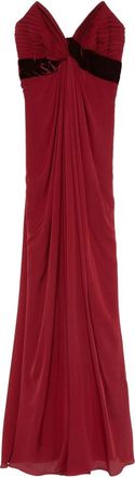 Elie Saab Pleated Velvet-trimmed Dress