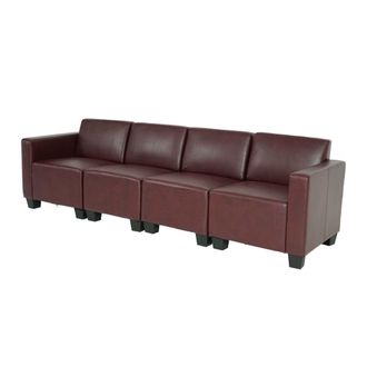 Hhg Sof&aacute; Modular 4 Plazas Lyon, Polipiel, Rojo-marr&oacute;n