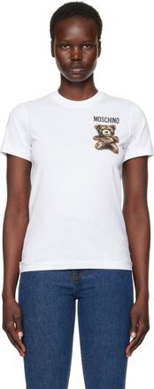 Tシャツ・カットソー MOSCHINO Women Tops 071604403888 White White logo-print cotton dress Moschino - women - MOSCHINO