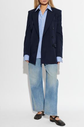 Maison Margiela Shirt With A Stripe Pattern, Womens, Blue