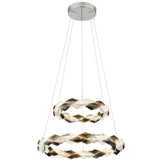 Netlighting Karilion Twin Ring Pendant Ceiling Light Chrome 2x LED 4000K in Grey