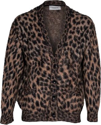 Laneus Cardigans, male, Brown, Size: XL Alpaca Cardigan with Pockets, Made in Italy