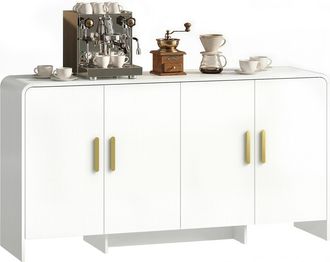 HOMCOM Homcom Aparador De Cocina, Armario De Cocina Con 4 Estantes, 4 Puertas De Cierre Suave, Para Comedor, Mueble Para Tv 72 Pulgadas, 152x40x80 Cm, Blanco
