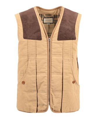 Gucci Moleskin Vest met Su&egrave;de Details