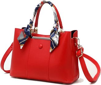 Generic Women Genuine Leather Satchel Fashion Top Handle Purse and Handbag Large Crossbody Bag Ladies Tote Shoulder Bags (Red)