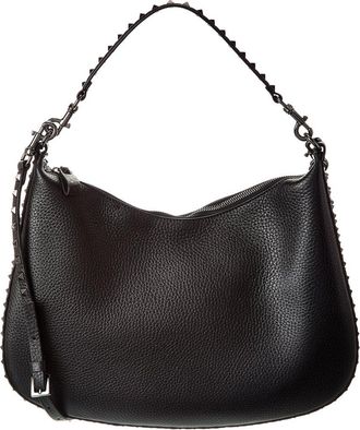 Valentino Rockstud Grainy Leather Hobo Bag