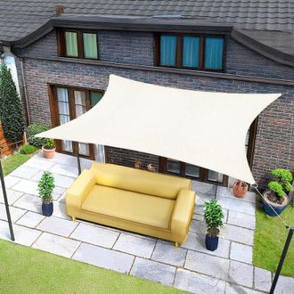OEM Toldo Vela Rectangular Color Crema De 3 X 4 M, Lona Impermeable Con 95 % De Protecci&oacute;n Uv, Ideal Para Exteriores, Jard&iacute;n Y Patio
