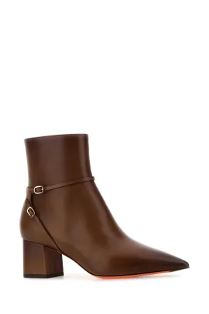 Santoni Womens Brown Leather Blondie Ankle Boots Marrone Stivali
