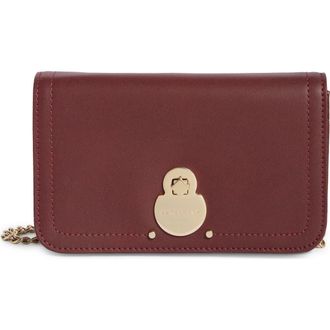 Longchamp Leather Wallet on a Chain in Burgundy at Nordstrom Rack