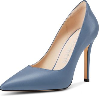 Castamere Womens Stiletto High Heel Pointed Toe Pumps Court Shoe Slip-on Casual Basic Classic 10 CM Heels Denim Blue 6.5 UK