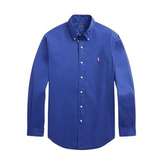 Polo Ralph Lauren Overhemden, Heren, Blauw, S, Katoen, Slim Fit Twill Overhemd