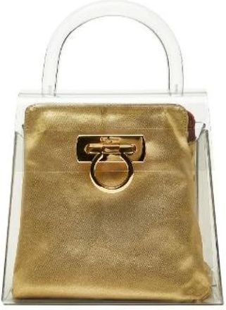 Ferragamo Pre-owned Handbags, female, Beige, Size: ONE SIZE Pre-owned Gancini Plastic Top Handle Bag