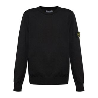 Stone Island Round-neck Knitwear, male, Black, Size: 2XL Sweater with logo