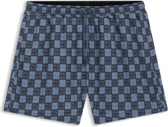 HUGO BOSS Quick-dry swim shorts with stacked-logo check print