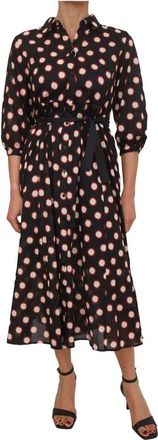 iBlues Abito Nero - Dames - Shirt Kleedjes - Zwart - M - Katoen - Kleedjes