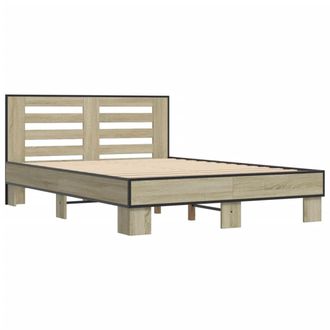 vidaXL Vidaxl - Estructura Cama Madera Ingenier&iacute;a Metal Roble Sonoma 120x200 Cm